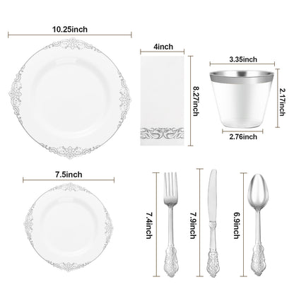 Disposable Retro Dinnerware Set for Party, Wedding