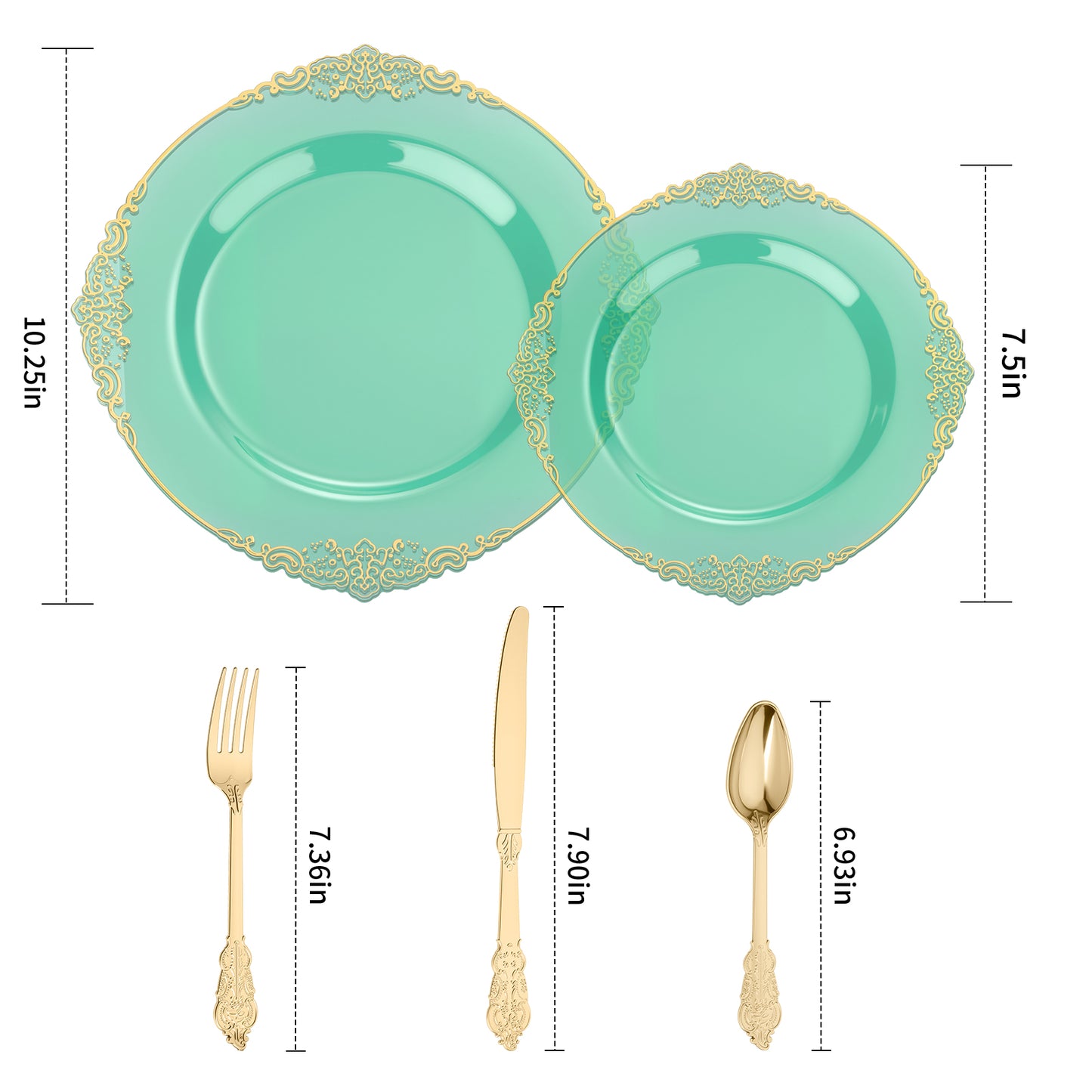 Goodluck Disposable Clear Green Plastic Dinnerware Sets