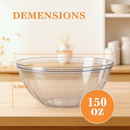 Goodluck 4 Pack 150 Ounce Disposable Clear Plastic Serving Bowls for Chips, Salad, Candy, Snacks