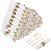 Fancy Disposable Pre-Rolled Plastic Silverware for Party, Wedding, and Daily Use