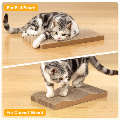 5 PCS Cat Scratcher with Box, Reversible Cat Scratchers for Indoor Cats, Cardboard Cat Scratcher with Catnip, 2 Curved and 3 Flat Boards for Scratching Bed