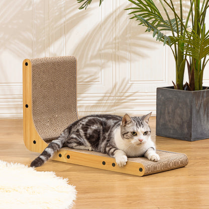 Goodluck Poils bebe L Shape 26.8 Inch Cat Scratcher with Ball Toy for Indoor