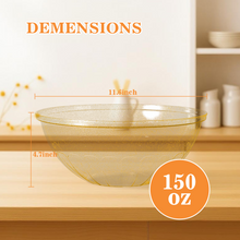 Goodluck 4 Pack 150oz Reusable Glitter Gold Plastic Serving Bowls for Party for Salad, Snacks, Candy Dishes