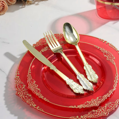 Retro High-Heavy Durable Disposable Dinnerware Set for Wedding, Party, Graduation