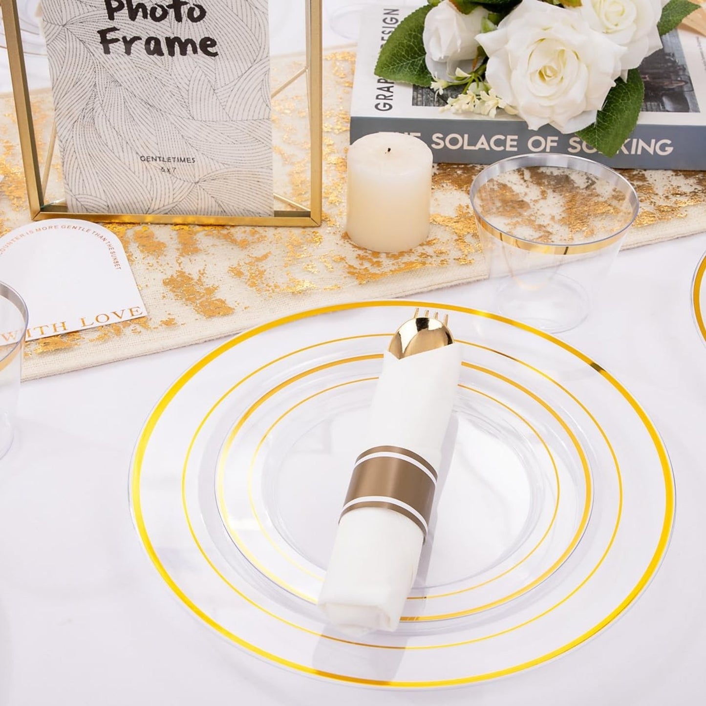 Elegant Parties Dinnerware Set with Napkins,Impress Your Guests