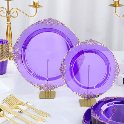 Retro High-Heavy Durable Disposable Dinnerware Set for Wedding, Party, Graduation