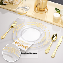 Goodluck Disposable Retro Clear with Gold Rim Dinnerware Set