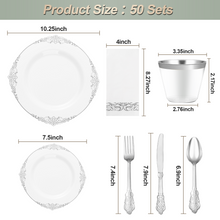 Goodluck 350PCS Disposable Silver Plastic Dinnerware Set for Party & Wedding