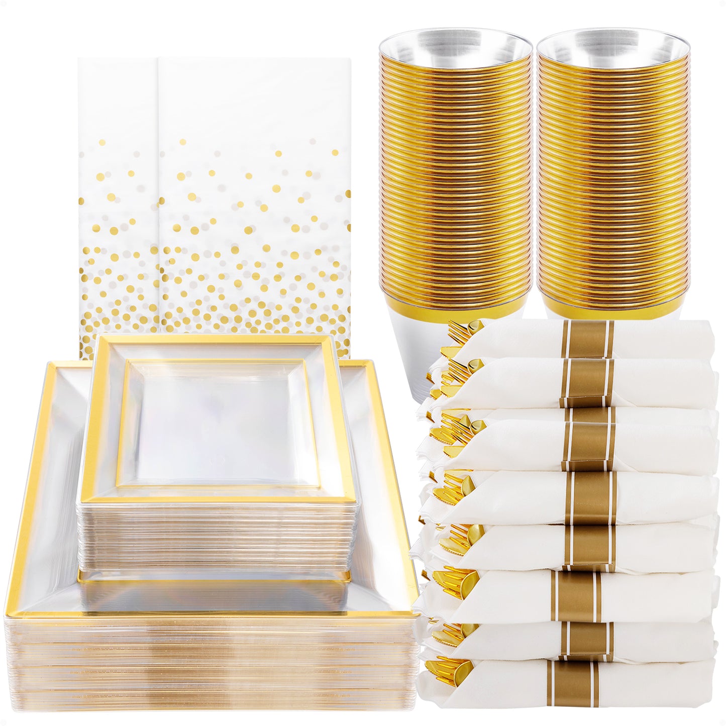Goodluck 352-Piece Clear Plastic Dinnerware Set for 50 Guests