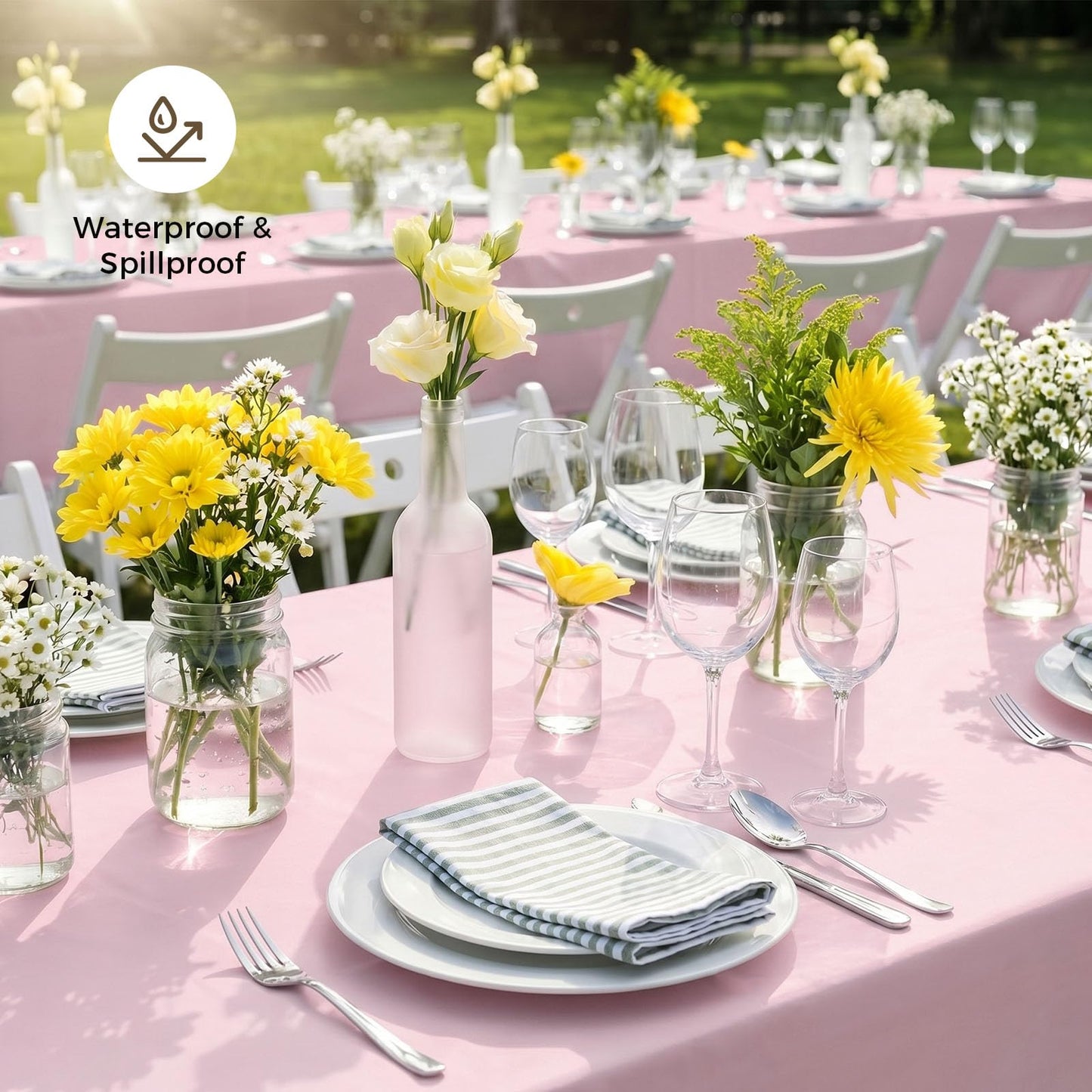 54 x 108 Inch Rectangle Disposable Plastic Tablecloth for Party, Picnic, and Barbecue