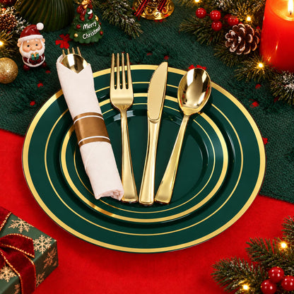 Elegant Dinnerware Set with Pre-Rolled Napkins
