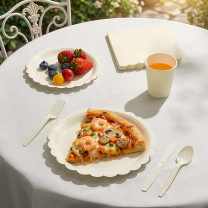 Fancy Disposable Paper Dinnerware Set for Birthday, Wedding, Bridal, and Baby Shower