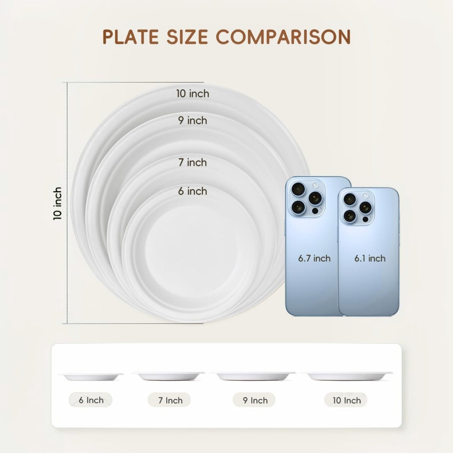 White 100% FSC Certified Heavy Duty Sugarcane Bulk Compostable Eco-Friendly Disposable Plates