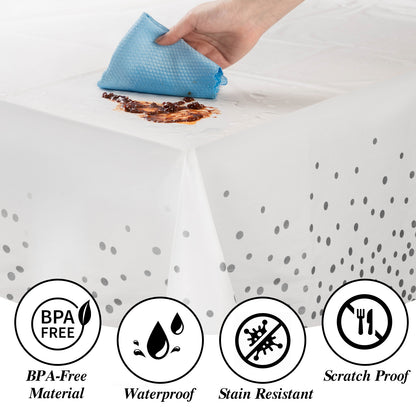 Goodluck 352 Piece White with Silver Trim Plastic Dinnerware Set for 50 Guests