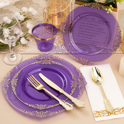 Disposable Retro Dinnerware Set for Party, Wedding