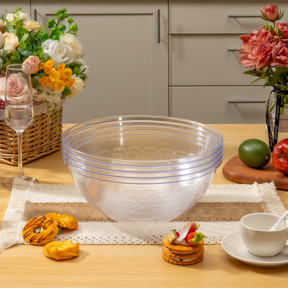 Goodluck 4 Pack 150 Ounce Disposable Clear Plastic Serving Bowls for Chips, Salad, Candy, Snacks
