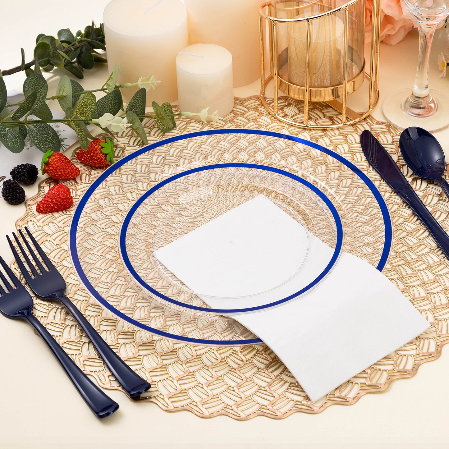 Clear with Single Rim Heavy-Duty Plastic Plates for Parties and Daily Use