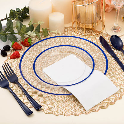 Clear with Single Rim Heavy-Duty Plastic Plates for Parties and Daily Use