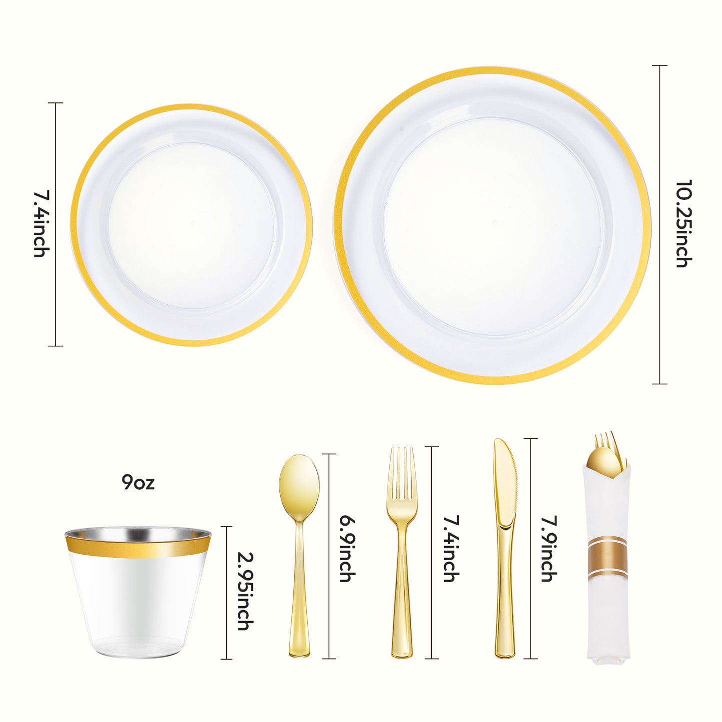 Durable Disposable Clear Plastic Dinnerware Set with Single-Rim Design