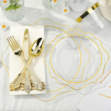 350 PCS Disposable Scallop Plastic Dinnerware Set for 50 Guests