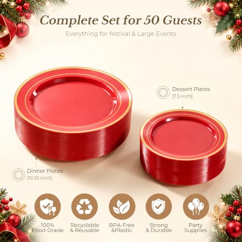 Disposable Classic Plates Set for 50/100 People
