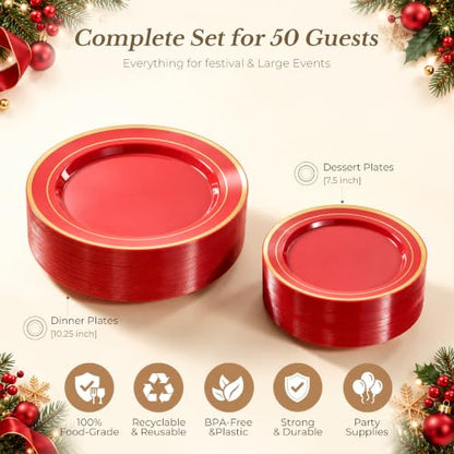 Disposable Classic Plates Set for 50/100 People