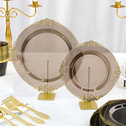 Retro High-Heavy Durable Disposable Dinnerware Set for Wedding, Party, Graduation