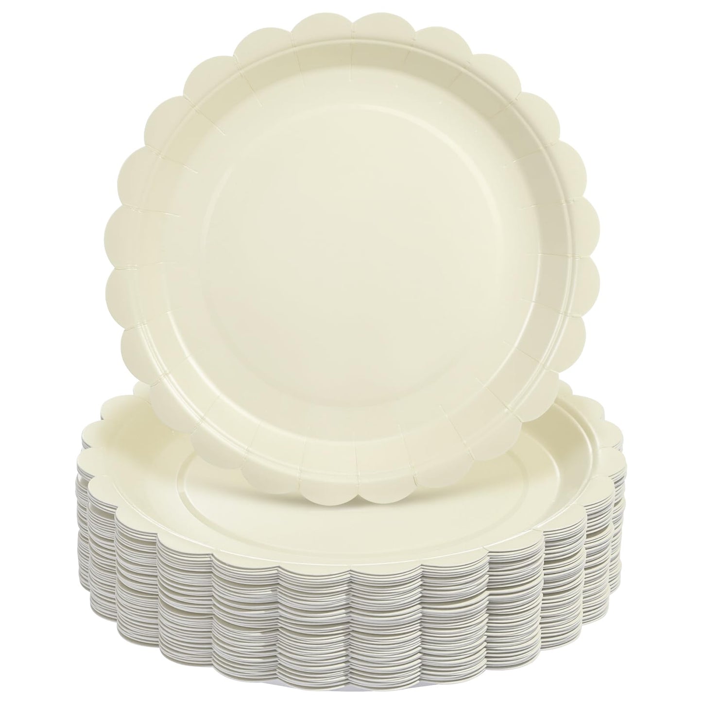 50 PCS 7 in Scalloped Disposable Dessert Plates for Wedding, Baby Shower, Birthday Party