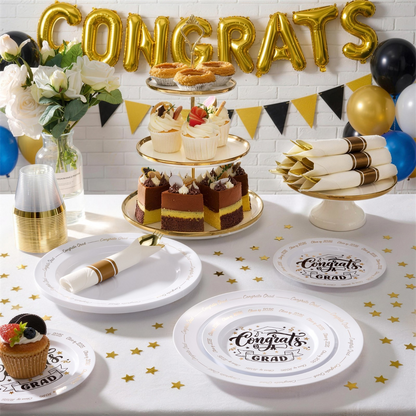 Elegant Parties Dinnerware Set with Pre-Rolled Napkins,Impress Your Guests