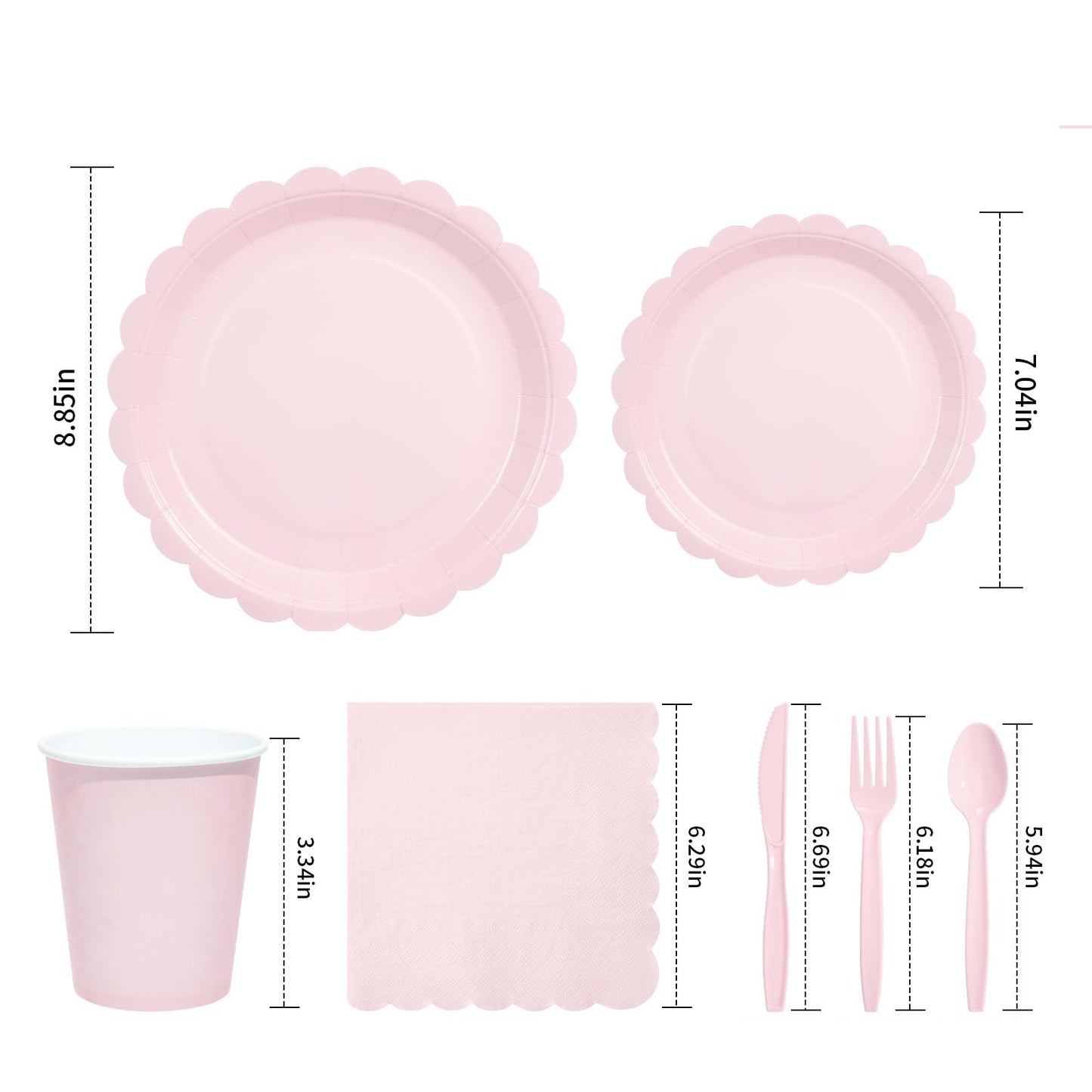 Fancy Disposable Paper Dinnerware Set for Birthday, Wedding, Bridal, and Baby Shower