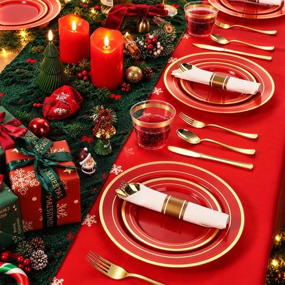 Elegant Dinnerware Set with Pre-Rolled Napkins