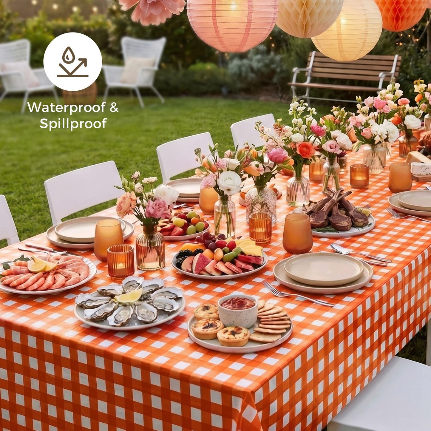 54 x 108 Inch Rectangle Disposable Plastic Tablecloth for Party, Picnic, and Barbecue