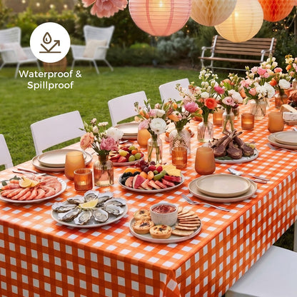 54 x 108 Inch Rectangle Disposable Plastic Tablecloth for Party, Picnic, and Barbecue
