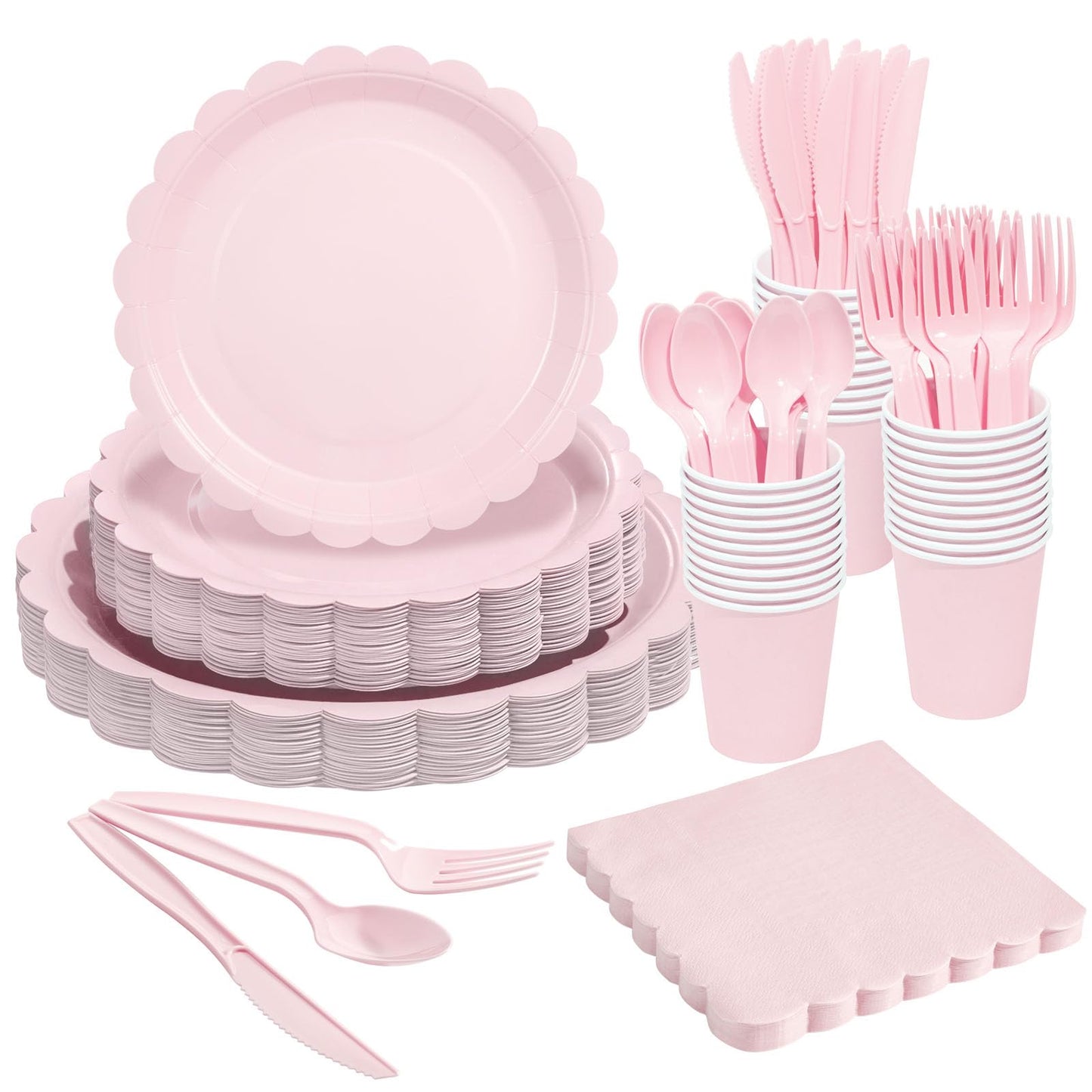 Fancy Disposable Paper Dinnerware Set for Birthday, Wedding, Bridal, and Baby Shower