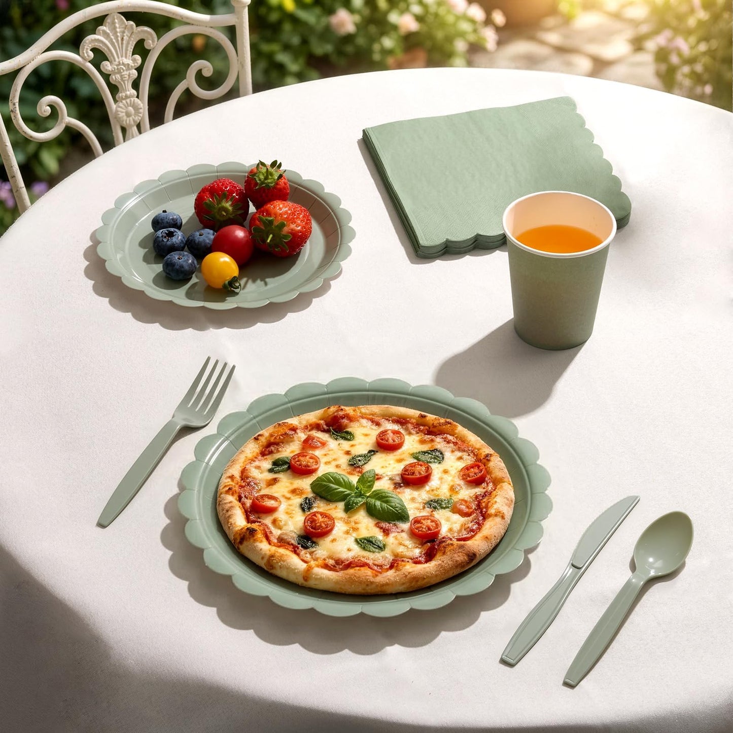 Fancy Disposable Paper Dinnerware Set for Birthday, Wedding, Bridal, and Baby Shower