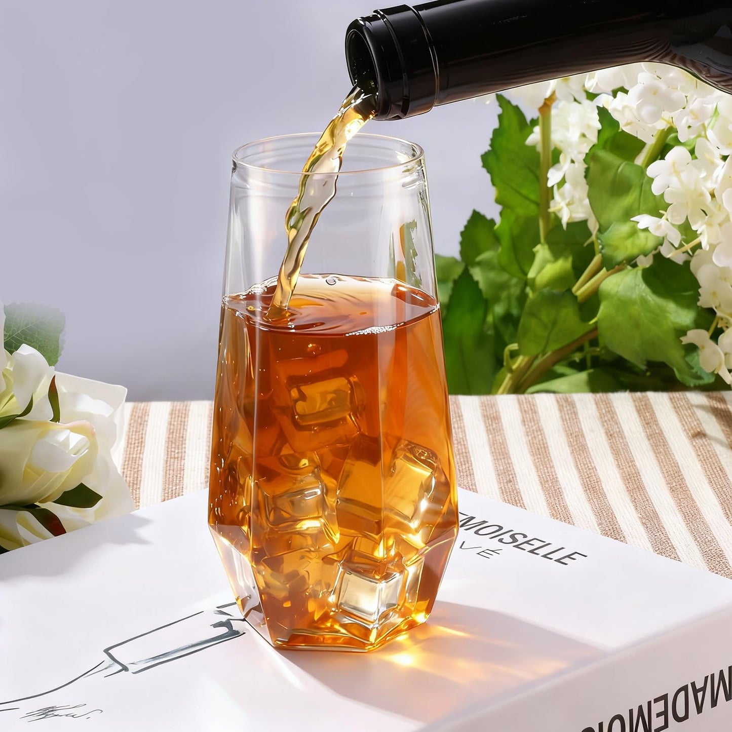 Goodluck 9 Oz Clear Pack Diamond Unbreakable Stemless Disposable Plastic Glasses for Weddings, Bars, Events & Celebrations