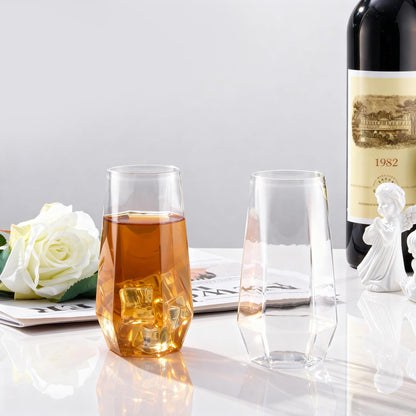 Goodluck 9 Oz Clear Pack Diamond Unbreakable Stemless Disposable Plastic Glasses for Weddings, Bars, Events & Celebrations