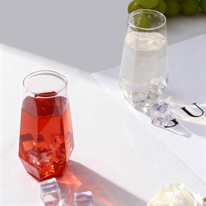 Goodluck 9 Oz Clear Pack Diamond Unbreakable Stemless Disposable Plastic Glasses for Weddings, Bars, Events & Celebrations