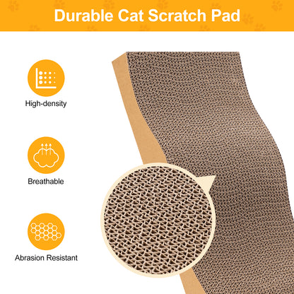 5 PCS Cat Scratcher with Box, Reversible Cat Scratchers for Indoor Cats, Cardboard Cat Scratcher with Catnip, 2 Curved and 3 Flat Boards for Scratching Bed