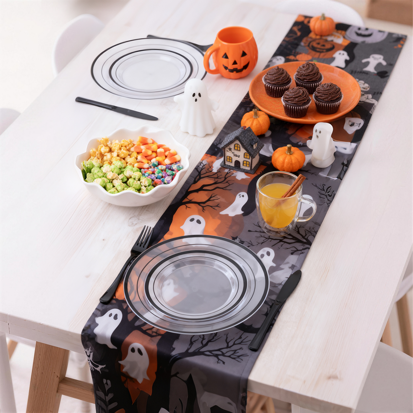 Goodluck Disposable Clear with Double Black Rim Plastic Dinnerware Sets for Party, Wedding, Graduation