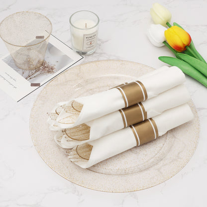 Fancy Disposable Pre-Rolled Plastic Silverware for Party, Wedding, and Daily Use