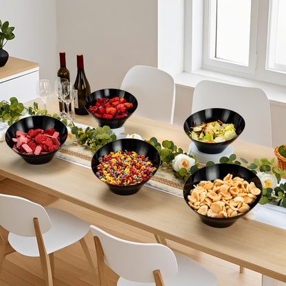 Goodluck 12 Pack 54oz Disposable Angled Black Plastic Serving Bowls for Chips, Snacks, Fruit, Salad