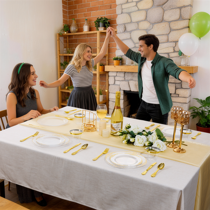 Goodluck Disposable Retro Clear with Gold Rim Dinnerware Set