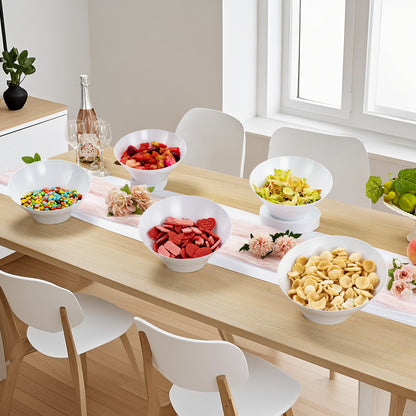 Goodluck 12 Pack 54oz Disposable Angled White Plastic Serving Bowls for Chips, Snacks, Fruit, Salad