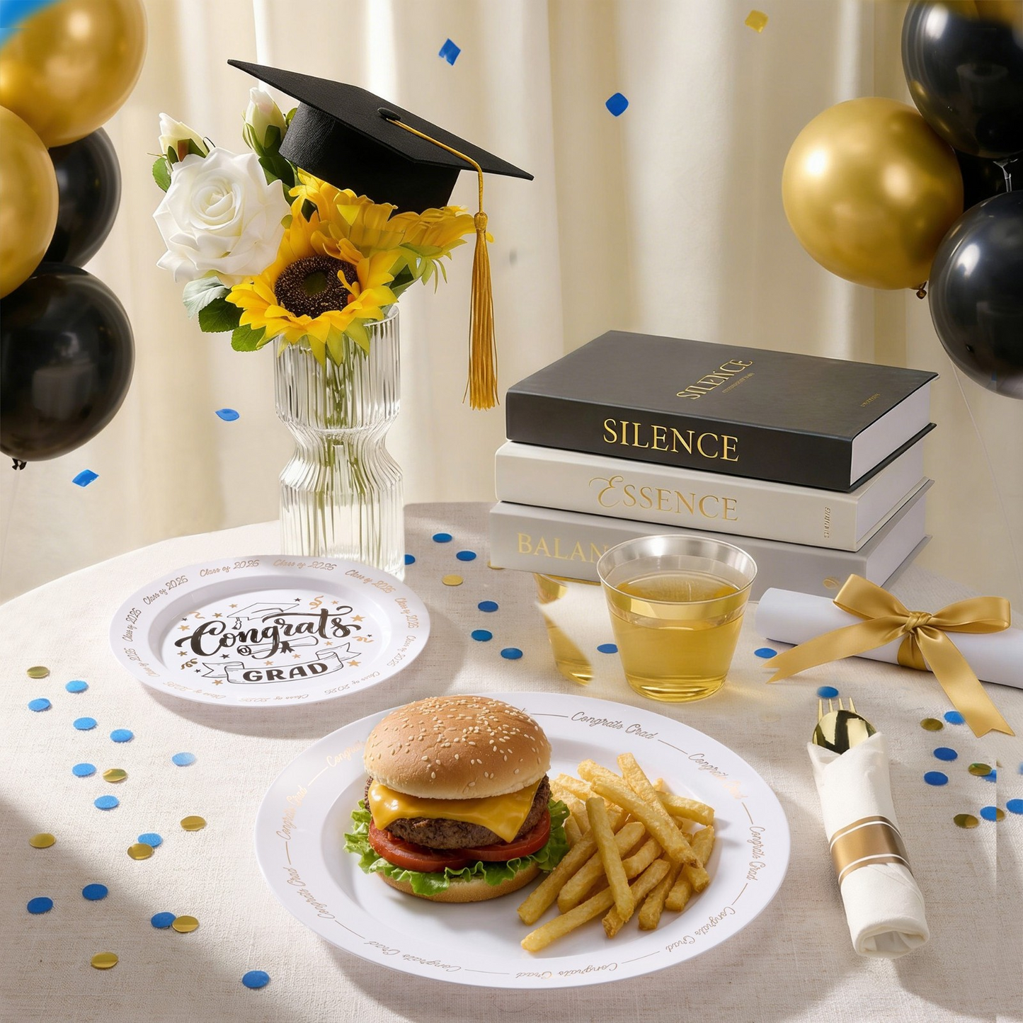 Elegant Parties Dinnerware Set with Pre-Rolled Napkins,Impress Your Guests