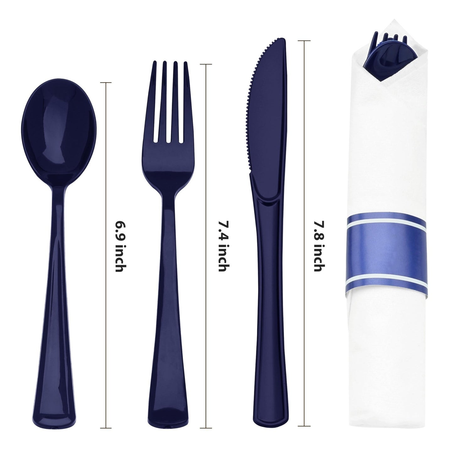 Fancy Disposable Pre-Rolled Plastic Silverware for Party, Wedding, and Daily Use