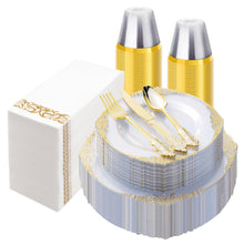 Goodluck Disposable Retro Clear with Gold Rim Dinnerware Set