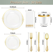 Goodluck Disposable Retro Clear with Gold Rim Dinnerware Set