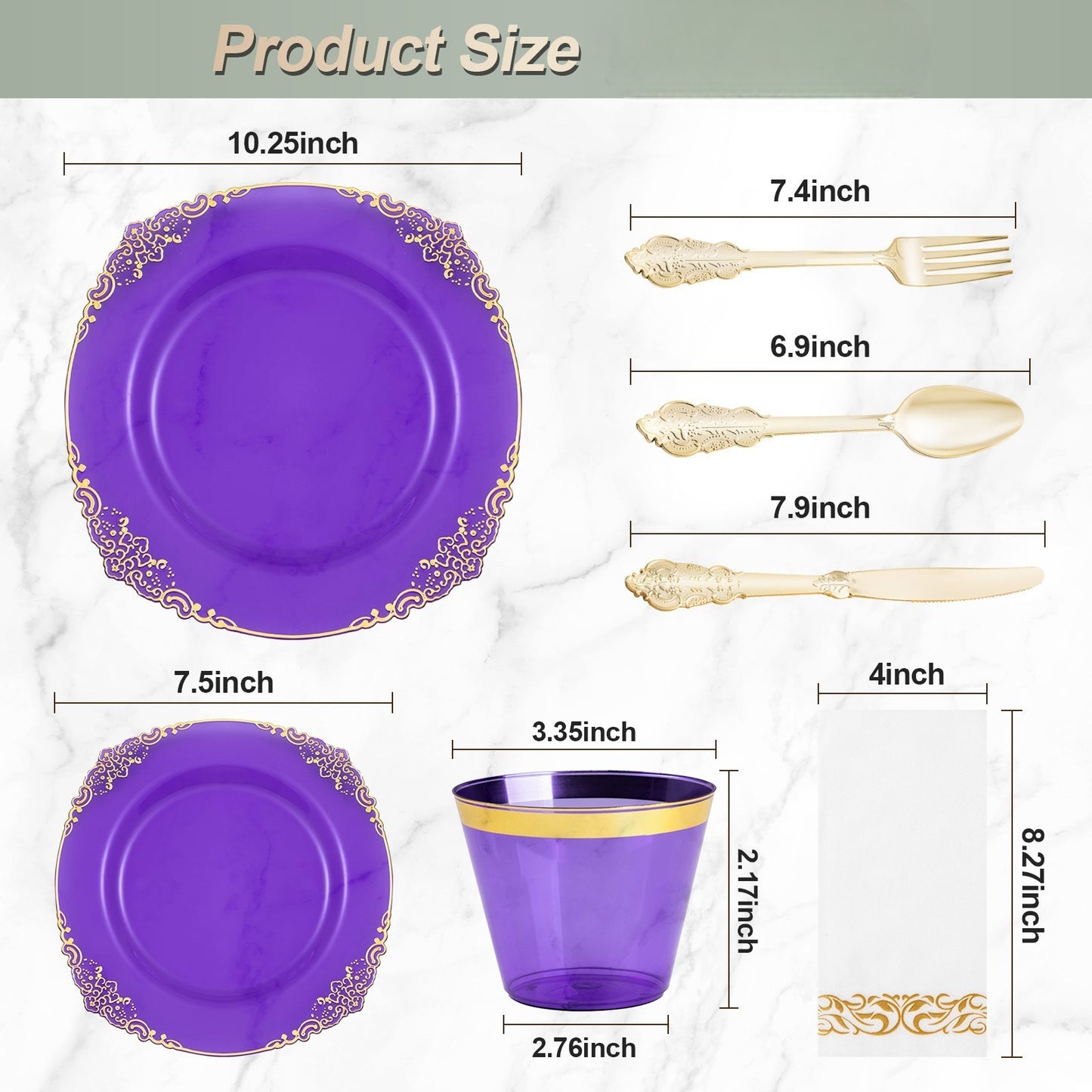Disposable Retro Dinnerware Set for Party, Wedding