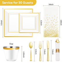 Goodluck 352 Piece White with Gold Trim Plastic Dinnerware Set for 50 Guests